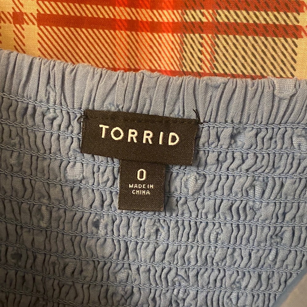 Torrid Light Blue Smocked Top - Picture 5 of 6